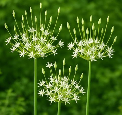 Czosnek Arctic Snow – białe dzwonkowate kwiaty w luźnym parasolu, dekoracyjna roślina do ogrodu